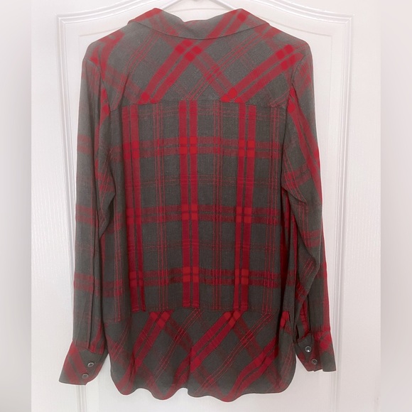 🛍️ 3 For $10 🛍️ CAbi #3587 Cunningham Plaid Popover Red Gray, Size M - Picture 4 of 8